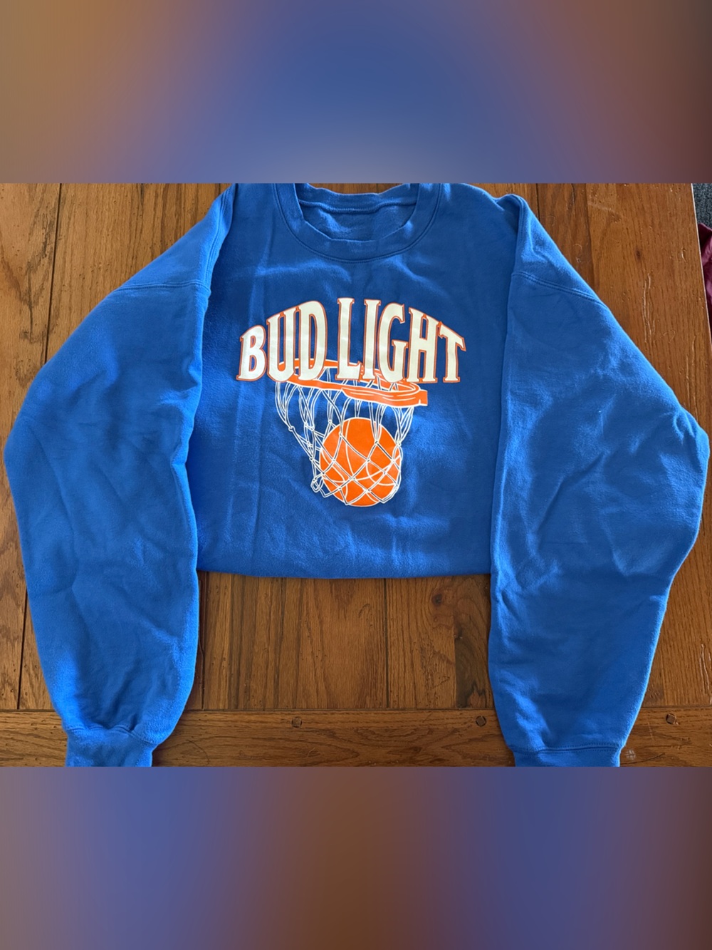 Bud Light Blue Graphic Sweatshirt with Orange Basketball - no siz